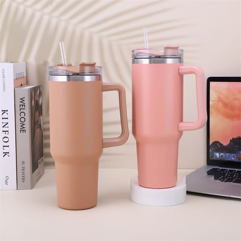 Water Bottle Thermal Coffee Car Cup Cold Hot Travel BPA Free Mugs Vacuum Flask with Handle Straw