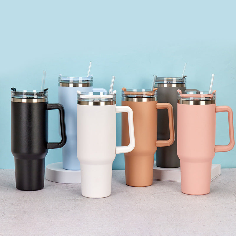 Water Bottle Thermal Coffee Car Cup Cold Hot Travel BPA Free Mugs Vacuum Flask with Handle Straw