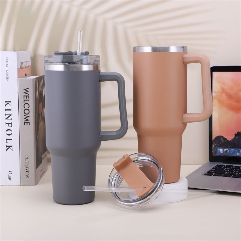 Water Bottle Thermal Coffee Car Cup Cold Hot Travel BPA Free Mugs Vacuum Flask with Handle Straw