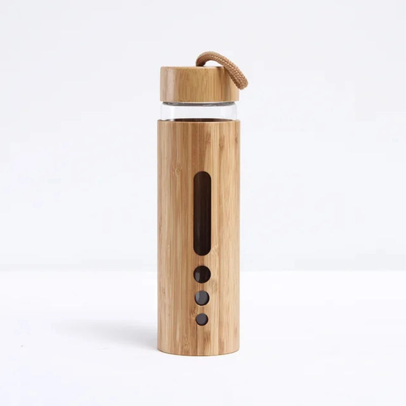 Glass Water Bottle Bamboo Hot-proof Sleeve Borosilicate Glass Cup Eco-friendly Drinkware outdoor Portable Tour Bottle