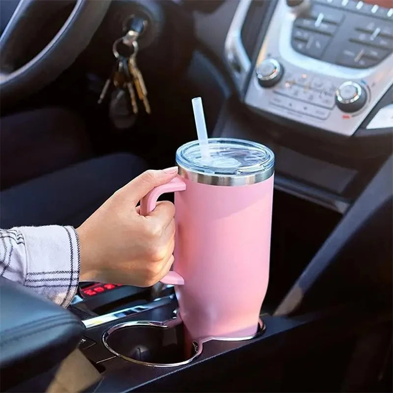 Water Bottle Thermal Coffee Car Cup Cold Hot Travel BPA Free Mugs Vacuum Flask with Handle Straw