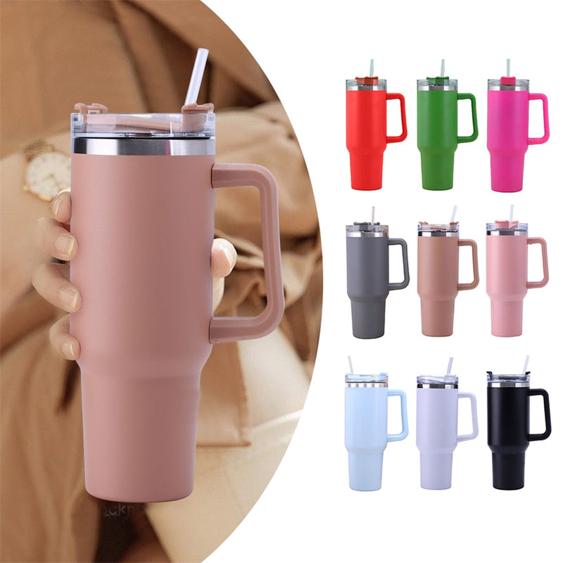 Water Bottle Thermal Coffee Car Cup Cold Hot Travel BPA Free Mugs Vacuum Flask with Handle Straw